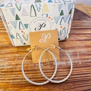 Plunder Devyn silver tone hoop earrings-NIB
